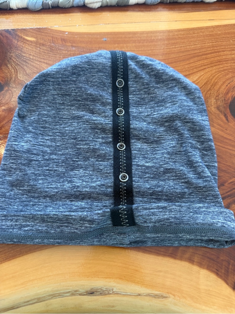 lululemon athletica Gray Knit Beanie with Black Snap Trim